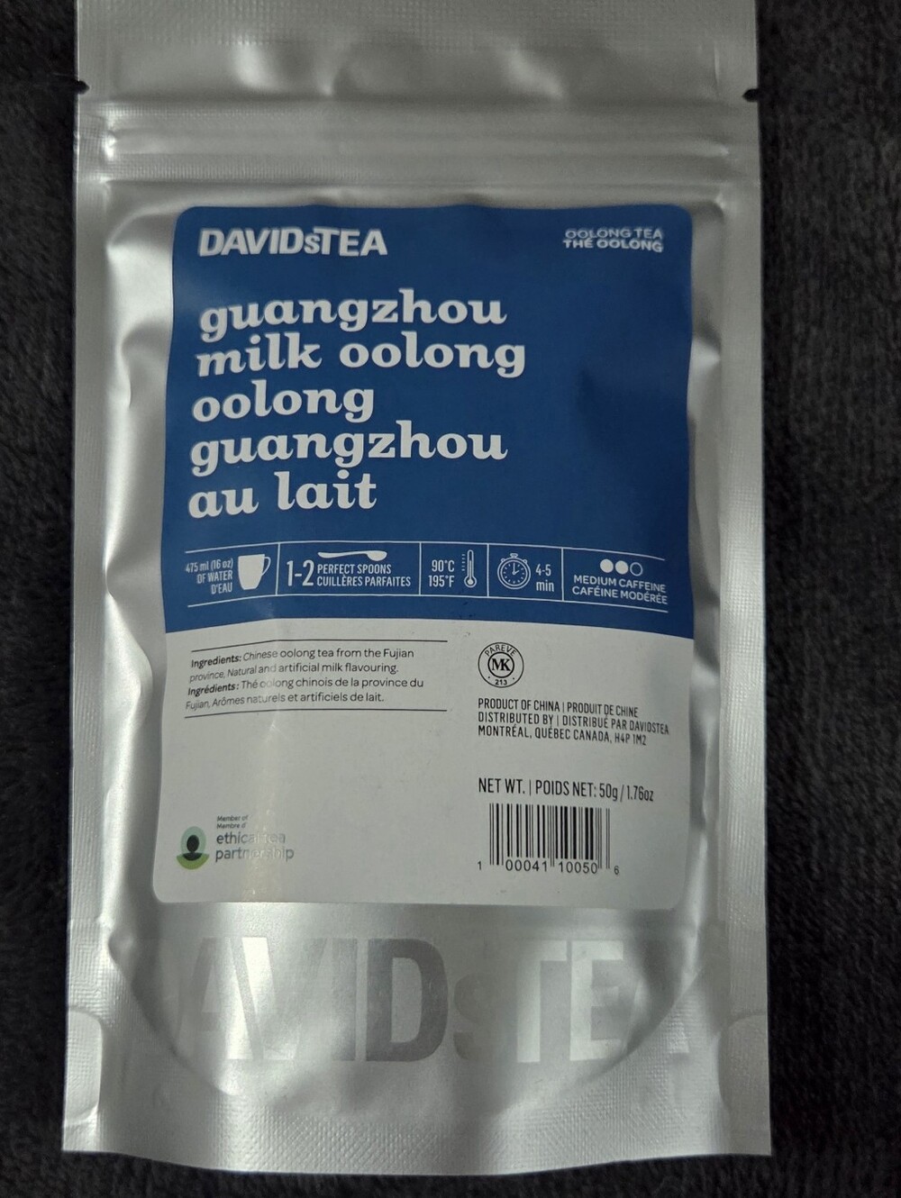 2/$20 New! Sealed! Davidstea GUANGZHOU MILK OOLONG Loose Leaf Tea 50g Davids Tea